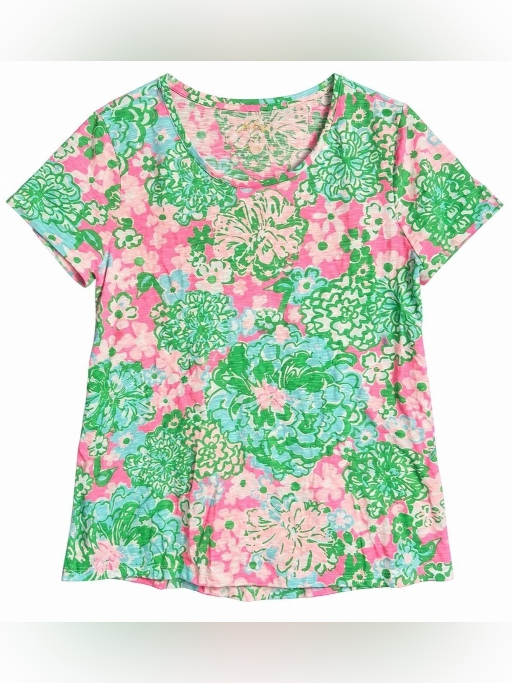 Lilly Pulitzer Etta Scoop Neck Top Pink & Green Small
